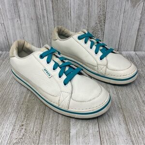 Crocs Golf Shoes Hank Haney Bradyn White Turquoise Blue Womens Size 7